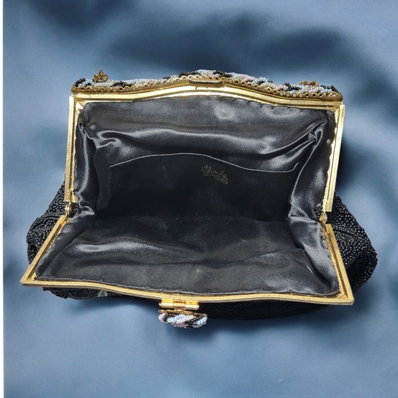 1940s beaded floral purse, Birks, made in France - Picture 7 of 12